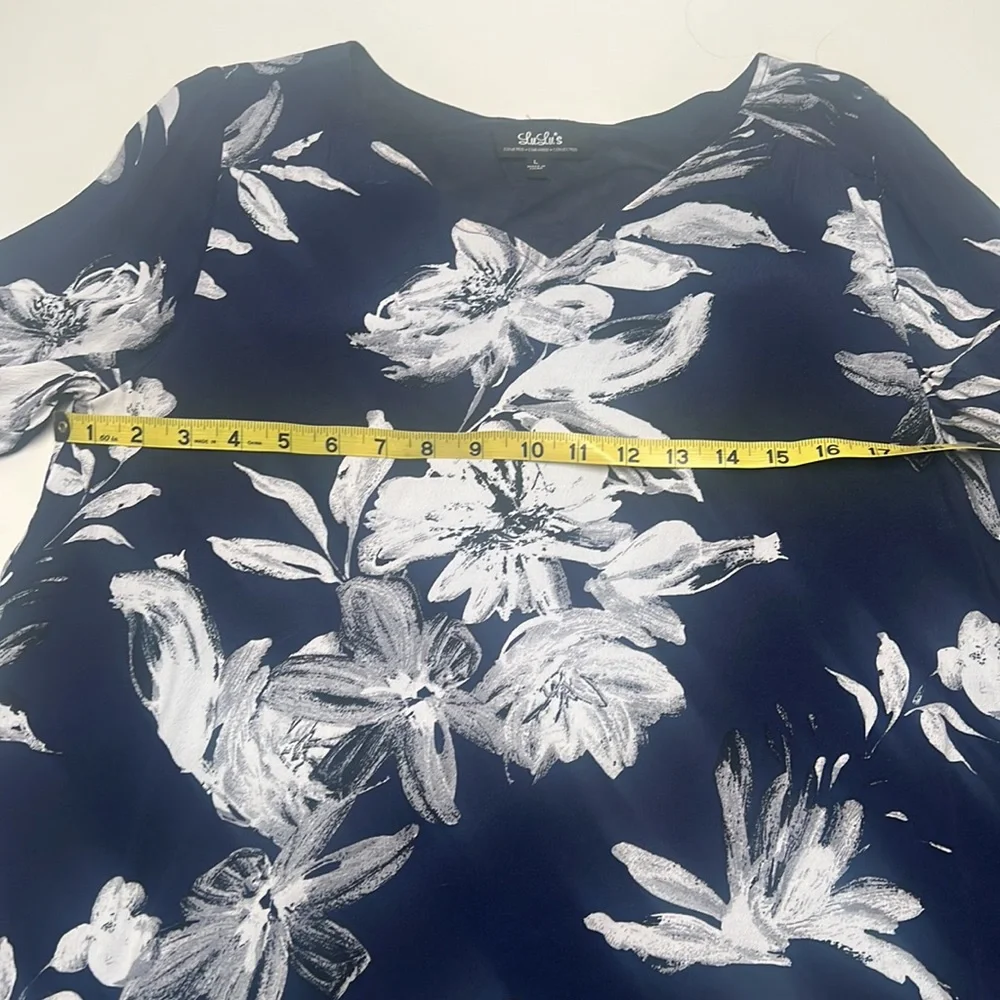 Lulu’s | Long Sleeve Navy and White Floral Dress - Picture 4 of 8